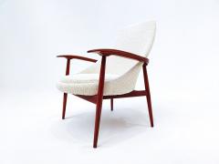 Pair of Mid Century Armchairs in White Boucle - 2521943