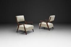 Pair of Mid Century Armchairs with Striped Upholstery Italy 1950s - 4776365