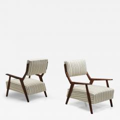 Pair of Mid Century Armchairs with Striped Upholstery Italy 1950s - 4779616