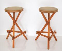 Pair of Mid Century Bamboo Barstools - 681438