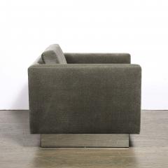 Pair of Mid Century Biscuit Tufted Cube Chairs w Chrome Wrapped Base in Mohair - 4654254