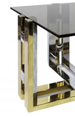 Pair of Mid Century Brass Chrome and Glass Top Side Tables - 3635321