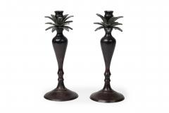 Pair of Mid Century Bronze Palm Tree Candlesticks - 4673934