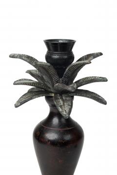 Pair of Mid Century Bronze Palm Tree Candlesticks - 4673936