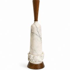 Pair of Mid Century Carved Marble Table Lamps Italy 1960s  - 4755409