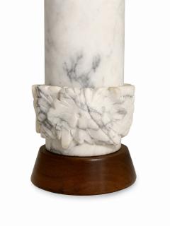 Pair of Mid Century Carved Marble Table Lamps Italy 1960s  - 4755412