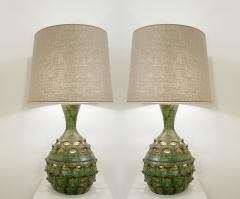 Pair of Mid Century Ceramic Table Lamps with Illuminated Artichoke Base - 2856515