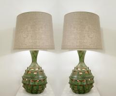 Pair of Mid Century Ceramic Table Lamps with Illuminated Artichoke Base - 2856515