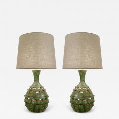 Pair of Mid Century Ceramic Table Lamps with Illuminated Artichoke Base - 2858949