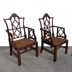 Pair of Mid Century Chinese Chippendale Arm Chairs - 4519022