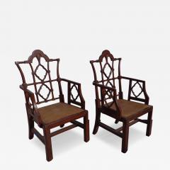 Pair of Mid Century Chinese Chippendale Arm Chairs - 4521919