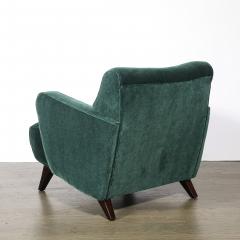 Pair of Mid Century Curvilinear Green Mohair Lounge Chairs w Ebonized Supports - 4744744