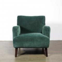 Pair of Mid Century Curvilinear Green Mohair Lounge Chairs w Ebonized Supports - 4744809
