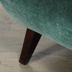 Pair of Mid Century Curvilinear Green Mohair Lounge Chairs w Ebonized Supports - 4744815