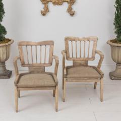 Pair of Mid Century French Armchairs in Bleached Beech Wood - 3430909