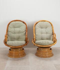 Pair of Mid Century French Bamboo Turning and Swinging Armchairs - 4137000