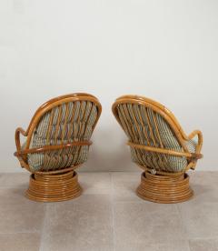 Pair of Mid Century French Bamboo Turning and Swinging Armchairs - 4137026