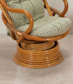 Pair of Mid Century French Bamboo Turning and Swinging Armchairs - 4137134
