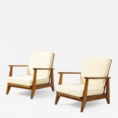 Pair of Mid Century French Beech Chairs France 1950s - 2268436