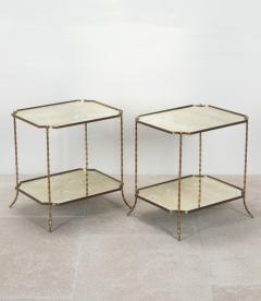Pair of Mid Century French Brass Maison Bagues Side Tables - 4235458