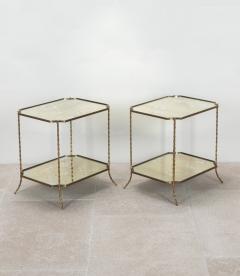 Pair of Mid Century French Brass Maison Bagues Side Tables - 4235459