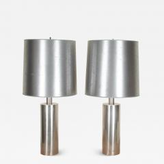 Pair of Mid Century French Nickel Plated Table Lamps - 4176961