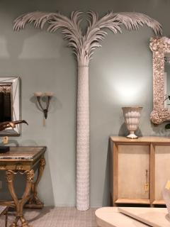 Pair of Mid Century French Style White Resin Pilaster Palm Trees - 4625918