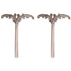 Pair of Mid Century French Style White Resin Pilaster Palm Trees - 4627857