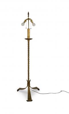 Pair of Mid Century Gilt Wrought Iron Floor Lamps - 4162461