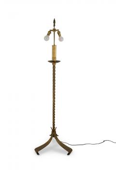 Pair of Mid Century Gilt Wrought Iron Floor Lamps - 4162462