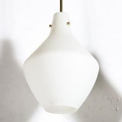 Pair of Mid Century Hand Blown Frosted Organic Murano Glass Pendant Chandeliers - 4653847