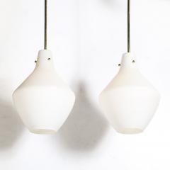 Pair of Mid Century Hand Blown Frosted Organic Murano Glass Pendant Chandeliers - 4653862