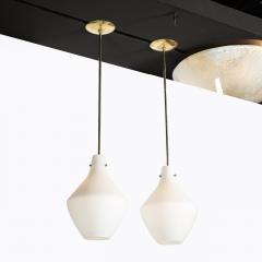 Pair of Mid Century Hand Blown Frosted Organic Murano Glass Pendant Chandeliers - 4653864