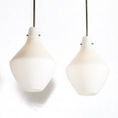 Pair of Mid Century Hand Blown Frosted Organic Murano Glass Pendant Chandeliers - 4653874