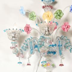 Pair of Mid Century Hand Blown Murano 3 Arm Classical Wall Sconces - 4792418
