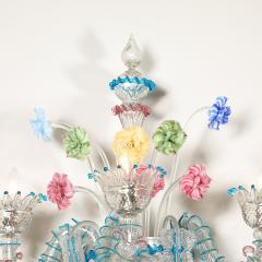 Pair of Mid Century Hand Blown Murano 3 Arm Classical Wall Sconces - 4792419