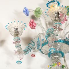 Pair of Mid Century Hand Blown Murano 3 Arm Classical Wall Sconces - 4792421