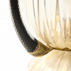 Pair of Mid Century Hand Blown Murano Fluted Glass Uplights w 24K Gold Flecks - 4622437