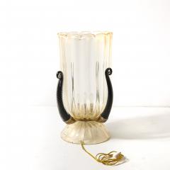 Pair of Mid Century Hand Blown Murano Fluted Glass Uplights w 24K Gold Flecks - 4622463
