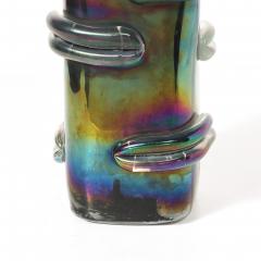 Pair of Mid Century Hand Blown Murano Iridescent Glass Vases - 4622594