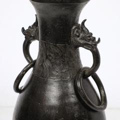 Pair of Mid Century Iron Dragon Amphora Chinoiserie Table Lamps w Ring Details - 4654208