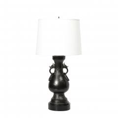 Pair of Mid Century Iron Dragon Amphora Chinoiserie Table Lamps w Ring Details - 4654233