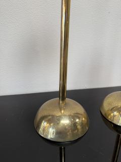 Pair of Mid Century Italian Brass Candlesticks with Sculptural Domed Bases 1960 - 4540776
