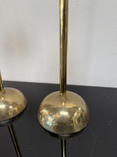Pair of Mid Century Italian Brass Candlesticks with Sculptural Domed Bases 1960 - 4540777