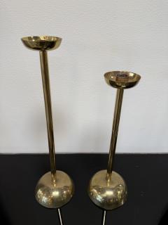 Pair of Mid Century Italian Brass Candlesticks with Sculptural Domed Bases 1960 - 4540778