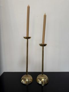 Pair of Mid Century Italian Brass Candlesticks with Sculptural Domed Bases 1960 - 4540783