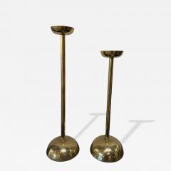 Pair of Mid Century Italian Brass Candlesticks with Sculptural Domed Bases 1960 - 4545332