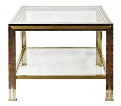 Pair of Mid Century Italian Brass Chrome and Glass Top Side Tables - 3195480