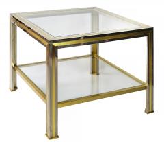Pair of Mid Century Italian Brass Chrome and Glass Top Side Tables - 3195481