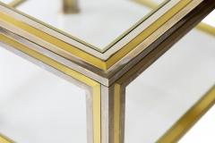 Pair of Mid Century Italian Brass Chrome and Glass Top Side Tables - 3195482